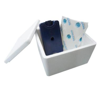 Imagem de Kit Caixa Isopor 1,5L Litro e 1 Gelo Rígido 200ml e 1 Gelo Flexível 12