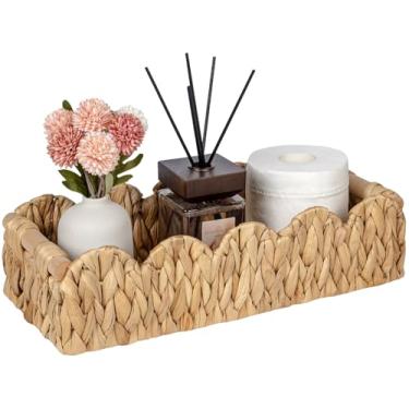 Imagem de Kriitools Cesto de armazenamento de papel higiênico decorativo recortado, cesta rústica de vime de vime para decoração de casa de fazenda para prateleiras, organização de despensa, quarto, sala de