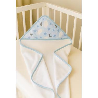 Imagem de Toalha De Banho Bebê Menina(o) Forro Fralda Com Capuz Maciam 70 x 70cm (Azul Claro)