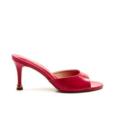 Imagem de Tamanco Couro Vermelho Salto Médio Cecconello 2798001-2, Vermelho, 37