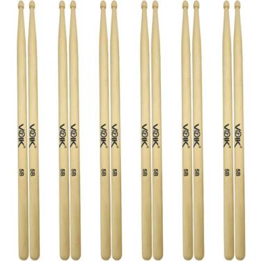 Imagem de Kit Pares de Baquetas Ponta de Madeira Maple Voik 5B, 6