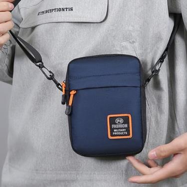 Imagem de Bolsa tiracolo portátil masculina pequena mochila tiracolo para viagens ao ar livre, Azul