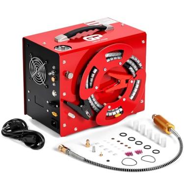 Imagem de TUXING Compressor De Ar Pcp 4500Psi, Parada Automática, Conversor Integrado/Filtro De Água-Óleo, Design Portátil Vertical Exclusivo + Carretel De Fio, Sem Óleo/Água, Bateria De Carro De 220V