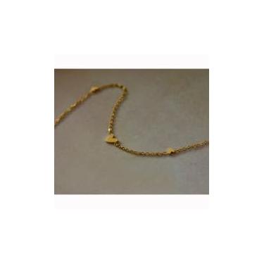 Imagem de Pulseira de elos de coração dourado, corrente fina, simples e moderna, joias femininas, uso diário, presente ideal para casamentos e festas