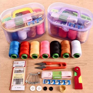 Imagem de Kit de costura básico, acessórios de suprimentos de costura portáteis incluindo tesoura, fita métrica, passador de agulha e mais (10 peças)