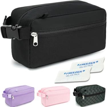 Imagem de GYEUKHAM Lancheira congelável, bolsa de lanche congelável, mini bolsa térmica para viagem/trabalho, pequena bolsa isolada, lancheira térmica pequena com pacotes de gelo, bolsa de lanche isolada com