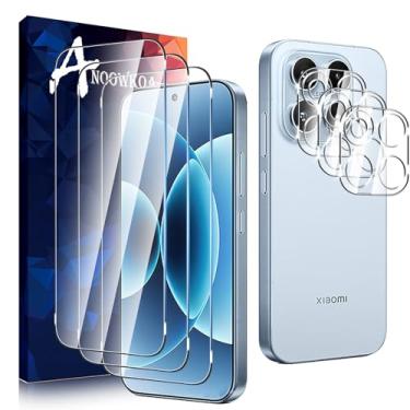 Imagem de Anoowkoa Pacote com 3 protetores de tela para Xiaomi 17 + [pacote com 3] Protetor de vidro temperado para lente de câmera Xiaomi 17. Dureza 9H. Suporta desbloqueio de impressões digitais, sem bolhas
