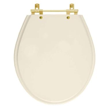 Imagem de Tampa De Vaso Laqueado Ravena Amendoa Para Bacia Deca Com Ferragem Dourada
