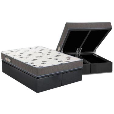 Imagem de Cama Box Baú Queen: Colchão Espuma D33 Ortobom Light Saúde + Base Crc Suede Gray(158X198)