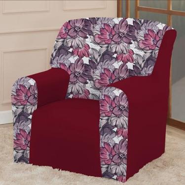 Imagem de Capa para Poltrona Coladinha Mista Floral Estampada Decoração Sala Qua