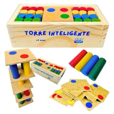Imagem de Jogo Torre Inteligente em Madeira Brinquedo Educativo Premium com Esto