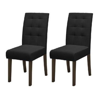 Imagem de Conjunto Com 2 Cadeiras Estofada Sala De Jantar Dubai Castanho/preto Dobuê Cas/ptotex