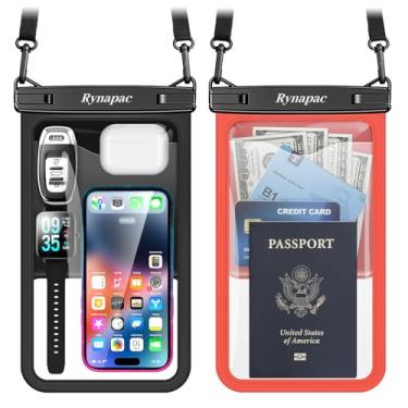Imagem de [Até 25,4 cm] Bolsa grande à prova d'água para celular – Pacote com 2 capas de telefone à prova d'água para iPhone 16 15 14 Pro Max Galaxy S25 S24 Ultra, IPX8 Bolsa protetora de água para celular