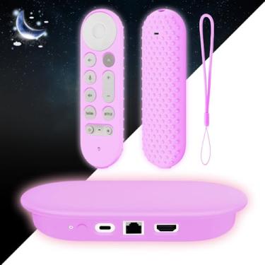 Imagem de Capa de silicone brilhante para Google TV Streamer 4K 2024, conjunto de capa protetora para Google TV Streamer 4K Host Box + controle remoto de voz, proteção antiderrapante contra arranhões e choque
