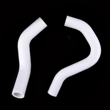 Imagem de XAJINGSU Kit de mangueira de tubo de refrigeração de radiador de silicone 2 peças para Honda Civic Si SiR TYPE-R EP3 K20A 2002-2005 3 camadas (espessura de 4,5 mm) 11 cores (branco brilhante)
