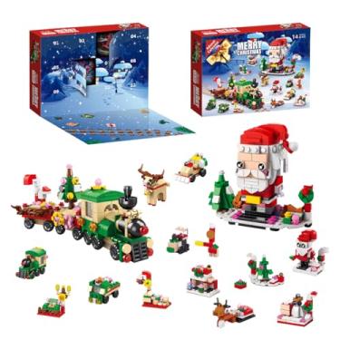 Imagem de Conjunto de calendário do advento 6 em 1: 12 dias de surpresas com trenó e árvore de Natal, compatível com LEGO, a melhor escolha para presentes infantis (Papai Noel)
