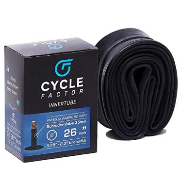 Imagem de Ciclo Fator de 66 polegadas MTB/Bicicleta híbrida 1 pacote com tubo interno de 66 x 4,3 cm de reposição, válvula Schrader de 35 mm - Pneus de bicicleta de borracha butílica premium