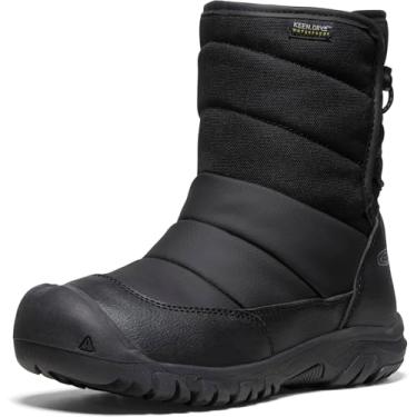 Imagem de KEEN Botas de neve unissex para crianças, isoladas, impermeáveis, duráveis, fáceis de calçar, Preto/aço cinza, 3 Big Kid
