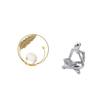 Imagem de Fenteer Escultura de Bola de Cristal, Estatueta de Metal, Estátua de Pensador Abstrato, Ornamento de Mesa, Suporte para Corredor, Lareira, Quarto, Sala de Est