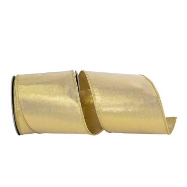 Imagem de Reliant Ribbon Fita dupla face com fio Dupioni de luxo metálica, dourada