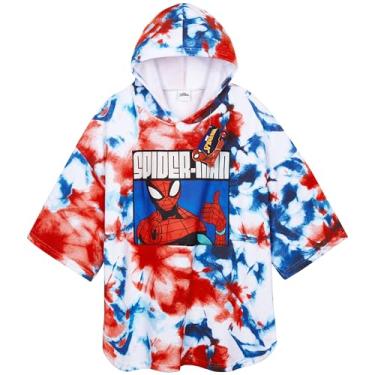 Imagem de Marvel Toalha com capuz para crianças, toalha de banho absorvente com capuz para a piscina, essenciais para férias na praia (azul/vermelho, 10-13 anos)