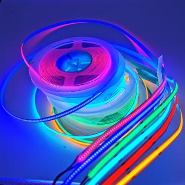 Imagem de DC12V 5 mm PCB fino premium 400LEDs/M pura cor única COB fita LED flexível chips de alta densidade vermelho verde azul rosa roxo gelo azul gelo amarelo laranja luz para quarto teto linear iluminação