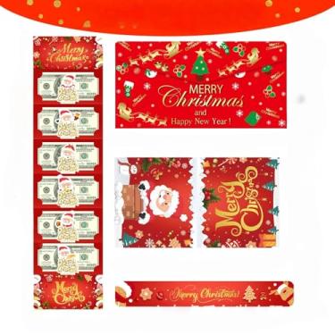 Imagem de 1 peça (envelope vermelho + cintura + envelope + cartão de felicitações do Papai Noel) Dobrado em papel, adequado para festas festivas e celebrações de ano novo.