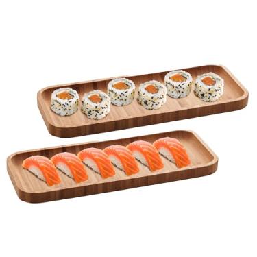 Imagem de LYOR - Conjunto 2 Bandejas de Bambu Hire 28cm x 11cm x 1,5cm - Ideal para Apresentação Refinada