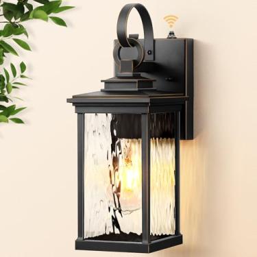 Imagem de VIANIS Lanterna de parede externa do crepúsculo ao amanhecer, luminárias externas pretas modernas (acabamento dourado) para garagem, iluminação externa antiferrugem para varanda de parede com vidro