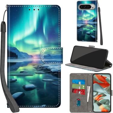Imagem de Capa carteira para Google Pixel 9 Pro XL 2024, com [3 compartimentos para cartões], fecho magnético com suporte, couro PU, à prova de choque, capa flip protetora 2024, Aurora