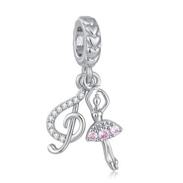 Imagem de LuxglitterLin Amuleto de notas musicais e bailarinos com pingente de pedra do mês de nascimento em pavé compatível com pulseiras Pandora para amantes de música, presente feminino