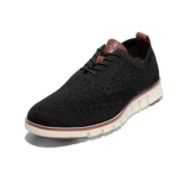 Imagem de Cole Haan Sapato Oxford masculino Zerogrand Stitchlite Wingtip, Preto/Marfim, 10