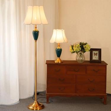 Imagem de Luminária de chão contemporânea de luxo em cerâmica, estilo retrô americano, para sala de estar, quarto, escritório, casa de campo ou hotel. Luminária de chão decorativa criativa em LED, com