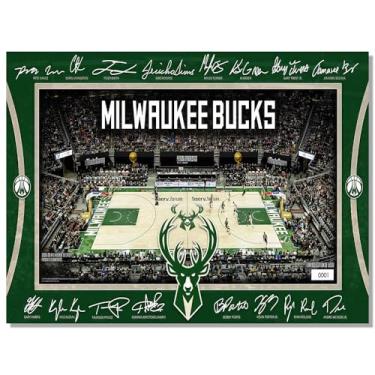 Imagem de BILVAZOG Pôster de basquete Bucks para fãs de festa de aniversário infantil Gitfs-2025 Cartazes de quadra de assinatura - Impressão em tela para decoração de quarto de menino