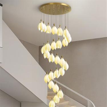Imagem de Luminária pendente LED contemporânea para duplex, ideal para sala de estar, restaurante, quarto, villa, hotel, com design giratório e 28 lâmpadas (AB)