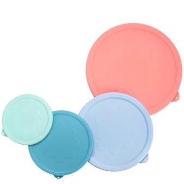 Imagem de LUVCOSY Tampas de silicone adequadas para tigelas de mistura de vidro esculpido Pyrex, tampas de substituição compatíveis com Pyrex 3, 6, 10 xícaras e tigelas de vidro esculpido e colorido de 4,5