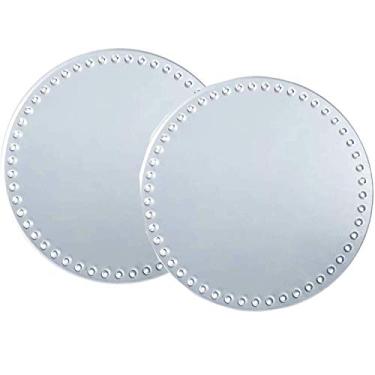 Imagem de 2 peças de acrílico transparente base de almofada modelador de fundo redondo de tricô placas de crochê almofada inferior círculo redondo com furos para acessórios de bolsa de crochê DIY, 20 cm de