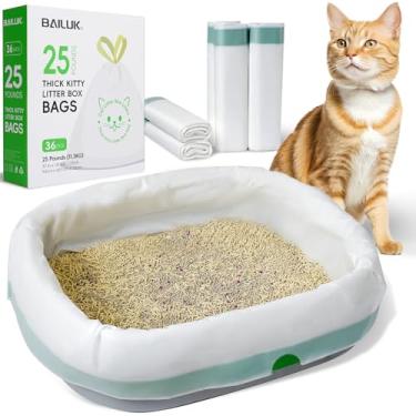 Imagem de Pacote com 36 forros para caixa de areia grandes (94 cm x 45 cm) - Sacos de cordão grossos à prova de vazamento para facilitar a limpeza, kit de forros de areia para gatos jumbo (36)