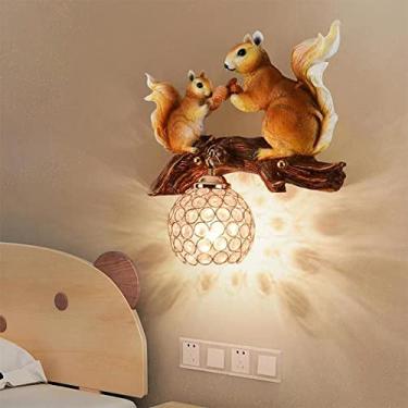 Imagem de Luminária de parede contemporânea em formato de esquilo, personalizada e criativa, para sala de estar, quarto, escritório, casa de campo, quarto infantil, corredor de hotel, com luz LED (Est