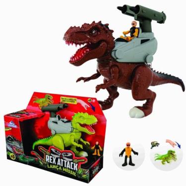 Imagem de DINOSSAURO REX ATTACK LANÇA MÍSSIL DARDOS + BONECO com SOM e LUZ - ADI