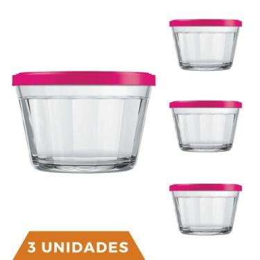 Imagem de 3 Pote Americano Vidro C/Tampa Cores Amlimento 350ml Nadir - NADIR FIG