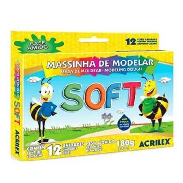 Imagem de Massinha De Modelar Soft Para Crianças Com 12 Cores Diversas - acrilex