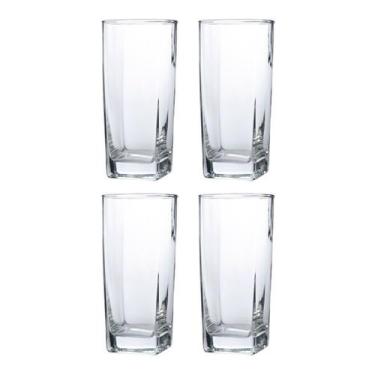 Imagem de Conjunto Com 4 Copos Vidro Bali Quadrado 320ml Transparente - PRATICAS