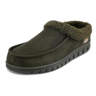 Imagem de Dickies Pantufas masculinas perfuradas de espuma viscoelástica – sola interna/externa, lavável na máquina, Oliva, X-Large