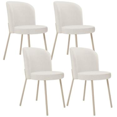 Imagem de Kit 04 Cadeiras Para Sala De Jantar Cozinha Estofada Gavi Arena L02 Linho Bege - Lyam Decor