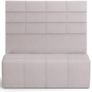 Imagem de Kit Cabeceira Cama Box Casal 140cm Com Calçadeira Roma W01 Linho Bege - Lyam