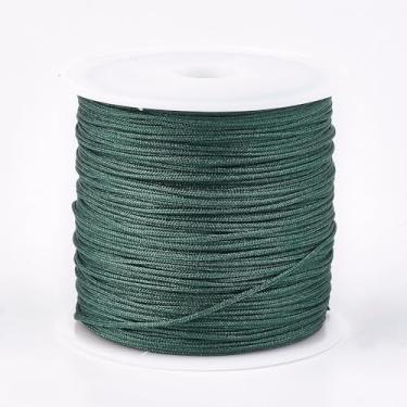 Imagem de Cordão de nylon de 45 m para pulseiras, fio de nylon de 0,8 mm, fio de nó chinês para pulseira trançada faça você mesmo, colar de miçangas, artesanato de macramê de sino de vento, verde escuro