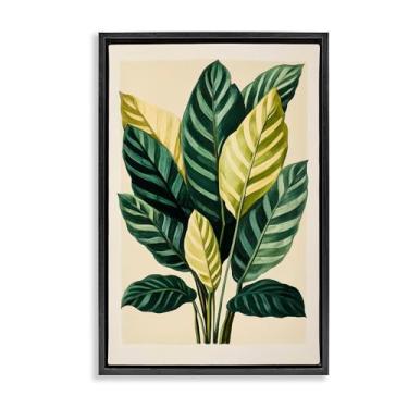 Imagem de Stupell Industries Arte de parede em tela flutuante marrom com folhas tropicais ramos verdes, design por Petal Prints Design, 63 x 43 cm