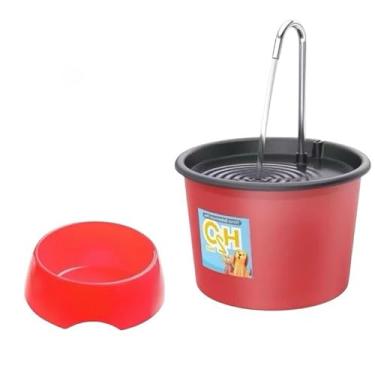 Imagem de Fonte Bebedouro + Comedouro 600ml Pet (Vermelho)