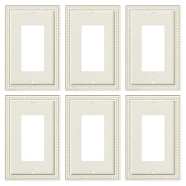 Imagem de TREEWELL Pacote com 6 placas decorativas para tomadas, placas decorativas para interruptores e tampas de tomada, policarbonato inquebrável durável, placas de parede de amêndoa clara para tomadas